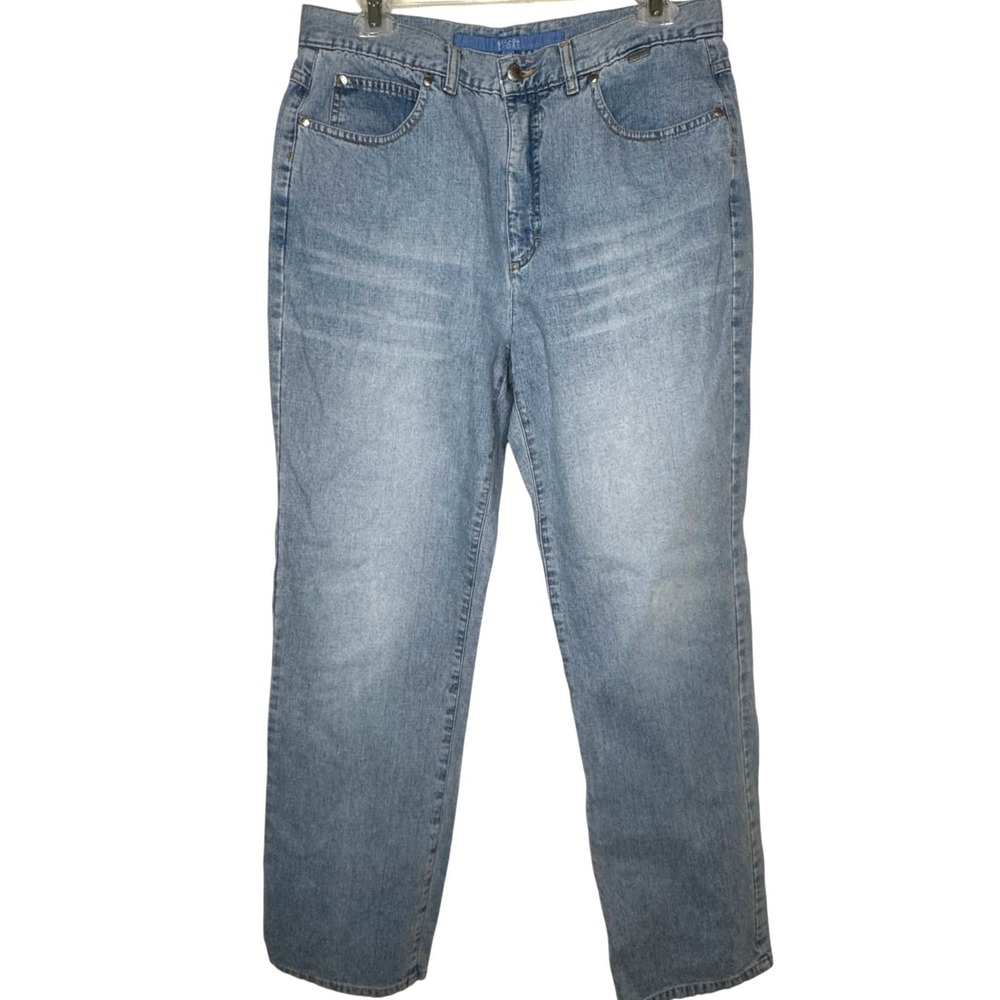 Escada Sport Jeans Womens 12 Light Wash Blue Denim Straight Leg Italian Chic VTG